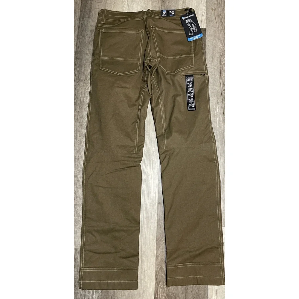 Kuhl Hot Rydr Flannel Lined Pants Men's 42x34 Brown Outdoor Workwear Hiking